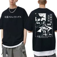 Anime Bungo Stray Dogs Dazai Osamu Nakahara Chuuya Cotton Tshirt Mens Graphic T Shirt Men Black Casual T-shirts Streetwear