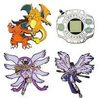 【CW】Digimon Anime Kawaii Creative Brooch Tyrannosaurus Summoner Metal Badge Creative Childrens Schoolbag Denim Jacket Jewelry Gift