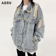 ASRV Vintage raw edge ripped denim jacket men s loose casual versatile