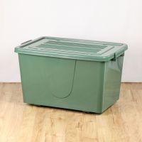 (Wowwww++) กล่องพลาสติกมีล้อ ลังพลาสติก ขนาด 100 ลิตร (No.303 สีเขียวแคมป์ปิ้ง) ราคาถูก กล่อง เก็บ ของ กล่องเก็บของใส กล่องเก็บของรถ กล่องเก็บของ camping