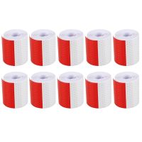 10pcs 2 Inch x 10Ft 3 Meters Night Reflective Safety Warning White Red Tape Strip Sticker