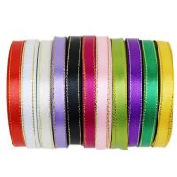 【hot】！ (25 yards/lot) 10mm satin gold edge ribbon wholesale high quality gift packaging ribbons