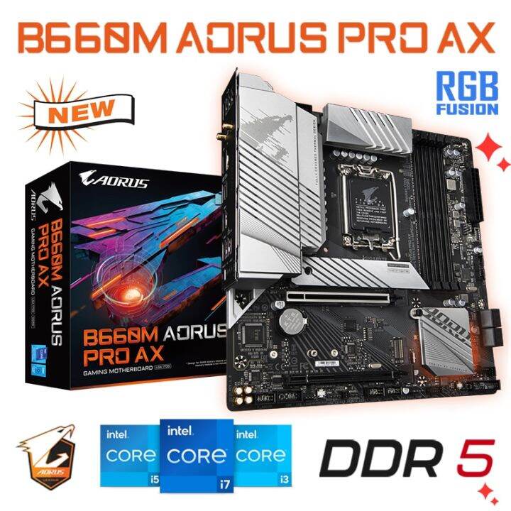 1 Gigabyte B660M AORUS PRO AX DDR5 Motherboard LGA 1700 CPU Support ...