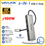 Wavlink 6-In-1 USB C Hub With 4k 60hz Hdmi, USB-C A 3.1