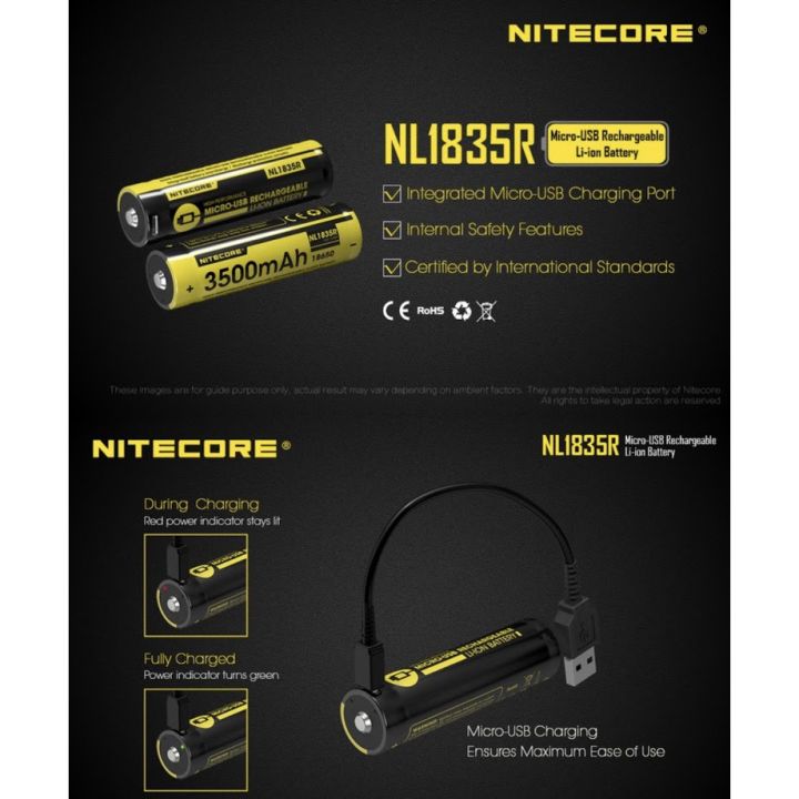 สินค้าขายดี-100-original-nitecore-nl1835r-3-6-v-3500-mah-18650-micro-usb-ชาร์จ-li-ion-แบตเตอรี่ชาร์จ