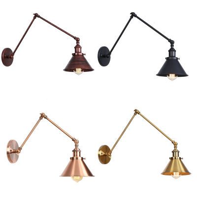Retro LED Wall Lamp Vintage E27 For Home Bedroom Indoor Corridor Long Arm Adjustable Industrial Sconce Wall lights Black Copper