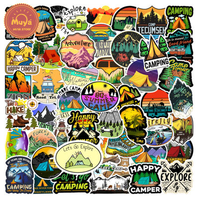 MUYA 50pcs Camping Stickers Outdoor Explore Graffiti Stickers Waterproof Vinyl Stickers for Water Bottle
