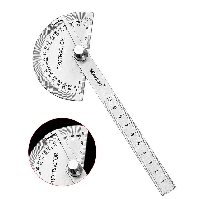 Vastar 180 Degree Adjustable Protractor Stainless Steel Angle Gauge