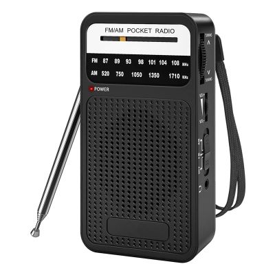 AM FM Pocket Radio, Transistor Radio with Loudspeaker, Headphone Jack, Portable Radio for Indoor, Outdoor Use