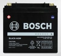 แบตเตอรี่สำรอง Auxiliary BOSCH รุ่น AUX BLA-12 AGM 12 โวลต์ 12 แอมป์,แบตมอเตอร์ไซค์BIGBIKE BOSCH BLACK AGM FOR  YTX14-BS