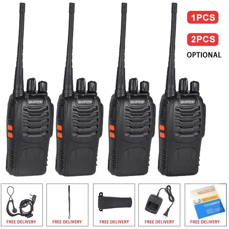 2PCS/1PCS 5KM Range Wireless Walkie-Talkie Talkie UHF 400-470Mhz 5W Handheld  Two-Way Ham Radio(Desk Charge+BF888) Voice Prompt Lazada PH