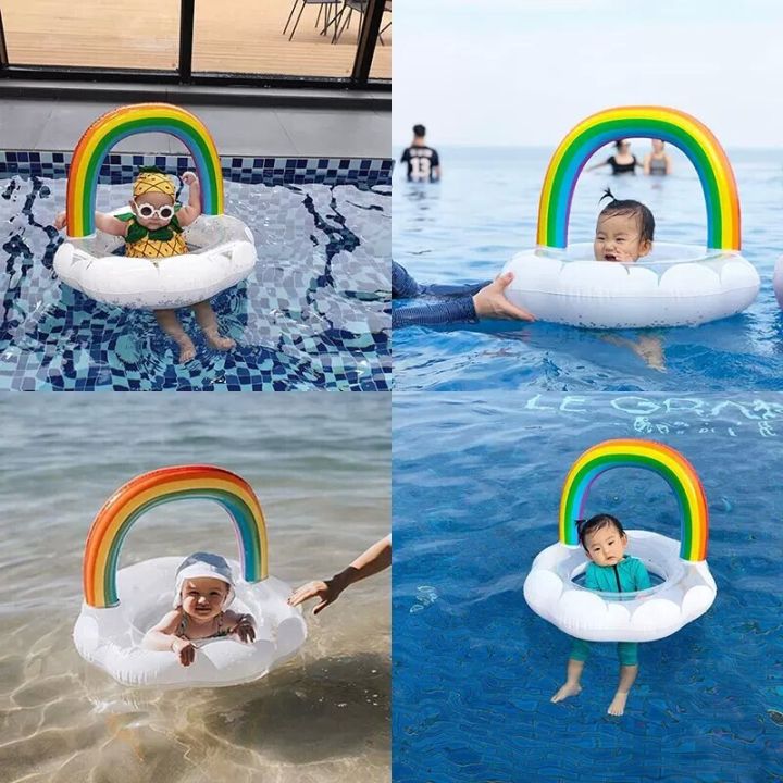 ที่นั่งการ์ตูนสำหรับเด็กทารก0-4ปี-ดูแลลูกน้อยของคุณให้ปลอดภัยในขณะที่ว่ายน้ำกับเด็กทารกที่มีเมฆสีขาวรุ้งนี้
