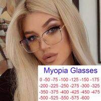 【cw】 Fashion Nearsighted Glasses Cat Eye Metal Anti Blue Rays Eyeglasses For Myopia -2.5 Clear Lens Sun Protection Decoratinction