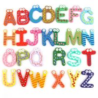 ☾۞۞ Magnetic whiteboard refrigerator stickers room decoration 26 English letters refrigerator stickers wooden