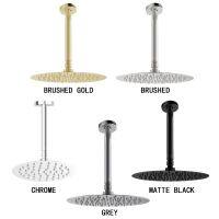 Bernicl Bathroom Overhead Ceiling Mounted Shower Arm and Head Ultra Thin Gold Black Rainfall Sprinkler Spar 8/10/12 Round