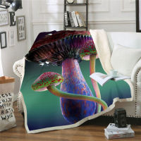 Mushroom Art 3D print Sherpa King bees Blanket Sofa chop quilt cover