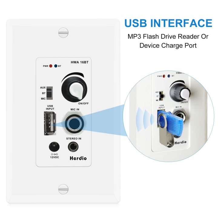 herdio-ป้ายติดผนังรับสัญญาณตัวควบคุมเครื่องขยายเสียงและเสียงพร้อมอินพุตไมโครโฟน-usb-สำหรับโฮมเธียเตอร์เครื่องตรวจระบบเสียง