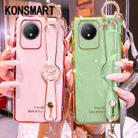 KONSMART Hp VIVO Y02เคสมือถือ VIVO Y02 Y02A Y02t 4G ตัวยึดสายรัดข้อมือนาฬิกาใหม่สายคล้องแบบคาดตัวชุบไฟฟ้า VIVOY02ปลอกอ่อน