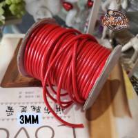 3MM #103 (มีให้เลือกสองขนาด) เชือกหนัง เชือกแว๊กซ์ เกาหลี เส้นกลม 3 มิล สีแดง / 3mm Polyester cord / wax cotton rope string Thin leather DIY Handmade Beading Bracelet Jewelry