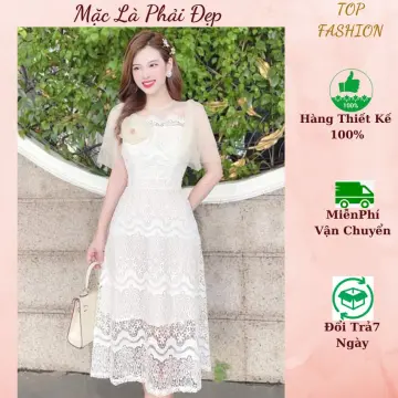 SẴN Đầm ren hoa cổ yếm hở vai lưng ôm body tôn dáng trắng kem 2 dây đi tiệc  sang trọng ulzzang | Shopee Việt Nam