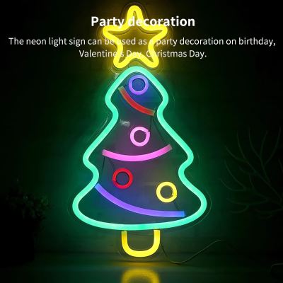 Christmas TreeNeon Sign LED Neon Lights USBBattery Power Neon Lamp waterproof Christmas Kids Bedroom Home Decor Lamp