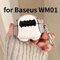 HF สำหรับ Baseus WM01กรณี3D ฉลามนุ่มซิลิโคนกันกระแทกป้องกันการชนกันหูฟังฝาครอบป้องกันสำหรับสต๊อกมินิ WM01