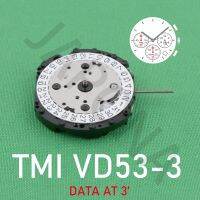 VD53เคลื่อนไหวแบบ Quartz VD53C-3 TMI สามมือมี3ตาและวันที่โครโนกราฟขนาดเล็กวินาทีและนาทีเข็มชี้วัด24ชั่วโมง