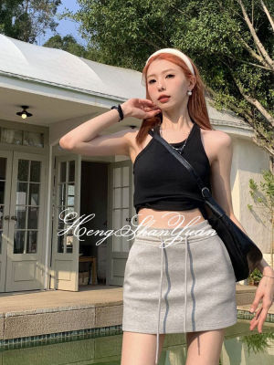 HengShanYuan กระโปรงผู้หญิง กระโปรงทรงเอเอวสูงมีกระเป๋า กระโปรงเซ็กซี่ กางเกงกระโปรง
