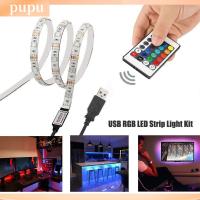 PUPU รีโมทคอนโทรลไฟด้านหลังทีวี1ม. 2ม. 3ม. ไฟ PC RGB ตั้งโต๊ะไฟเฉพาะจุดแถบไฟ LED โคมไฟแบบยืดหยุ่น5050