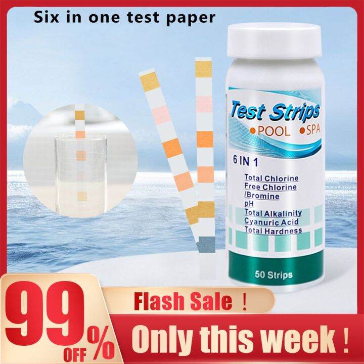 Multipurpose 6 in 1 PH Test Strips Pool and Spa water Tester Paper for