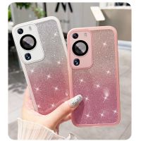 สำหรับ Huawei P60ศิลปะ P50E P50 P40 P30 Pro Plus 5G Bling Gradient เคสแวววาวสีผิวด้านโปร่งใสป้องกันเต็มรูปแบบป้องกันเลนส์กล้องซิลิโคนนิ่มเคสโทรศัพท์กันกระแทกฝาหลัง