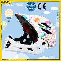 LAZADY หมวกกันน็อคสำหรับเด็ก,หมวกกันน็อคสำหรับขี่จักรยานสกู๊ตเตอร์หมวกคลุมเต็มหน้ามีไฟและตาข่ายจับแมลงสำหรับกลางแจ้ง