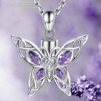 ☃❧ↂ European and American ins style purple crystal butterfly pendant necklace charm zircon silver plated animal jewelry accessories