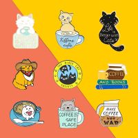 【DT】hot！ Custom Brooch and books Enamel Pin Catpuccino Badge Lapel Pins Jewelry Gifts for