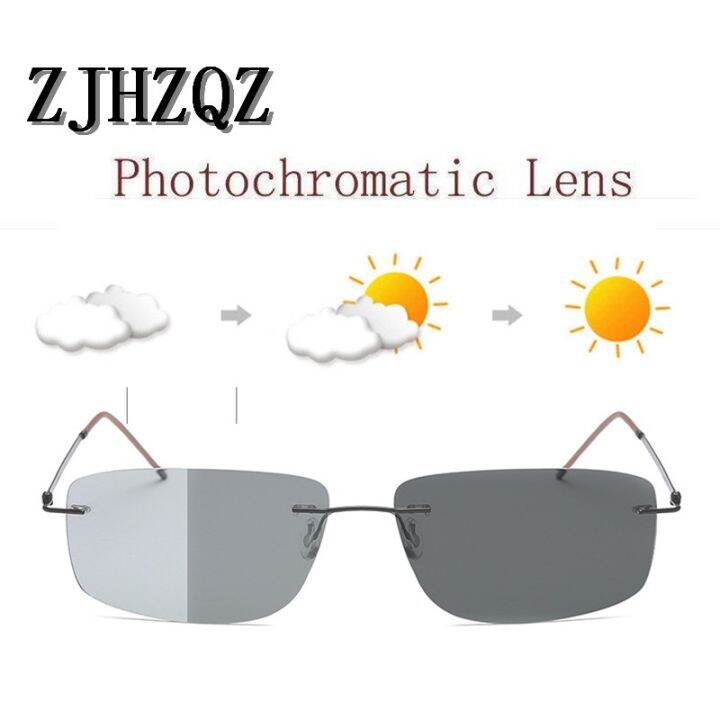 ultra-light-hingeless-rimless-titanium-polarized-photochromatic-sunglasses-outdoor-driving-black-gray-transition-chameleon-lens