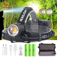 USB High Power LED XHP70.2 Headlamp Head Torch WhiteYellow Light USB Headlamp ZOOM 18650 Rechargeable LED Head Lamp