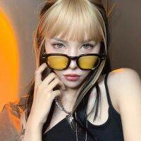 Summer New Fashion Luxury Brand Design Rectangular Retro Sunglasses Female Popular Glasses Korean Casual Blue and Yellow Goggles Goggles