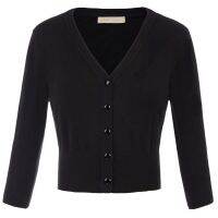 ✶⊕◊ Belle Poque Cropped Cardigan 3/4 Sleeve V-Neck Button-up Sweater Knitwear V Neck Down Sweaters A30