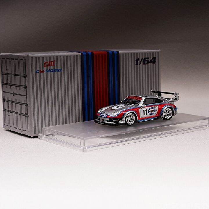 รถแข่งของเล่น-pors-rwb-martini-silver-diecast-supercar-สำหรับเด็กหญิงเด็กชายพร้อมกล่องแสดงผล-cm-โมเดล1-64