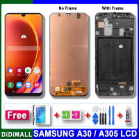 หน้าจอดิจิตอลสัมผัสหน้าจอ Lcd A30จอ Lcd สำหรับ Samsung Galaxy ของแท้100% ชิ้นพร้อมกรอบสำหรับซัมซุง A30 A305 A305F A305FN A305G ทดสอบ100% หน้าจอ