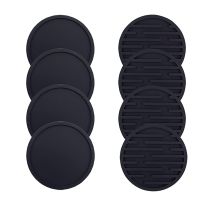 Beverage Coasters Set of 8, Black Silicone Coasters for Desktop Protection, Non-, Stain-Resistant, Non-Absorbent