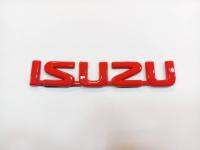 แผ่นป้ายสติ๊กเกอร์ติดรถยนต์โลโก้ ISUZU สีแดง แปะท้ายกะบะ13.5×2.5cm ( เล็ก )**ครบเครื่องเรืองประดับยนต์**