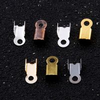 200pcs 5X8MM Cove Clasps Cord End Caps String Ribbon Leather Clip Tip Fold Crimp Bead Connectors For Jewelry Making DIY Supplies