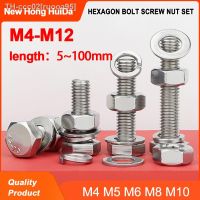 M4 M5 M6 M8 M10 M12 304 Stainless Steel Hexagon Bolt Screw And Nut Set Large Full Extension Screw