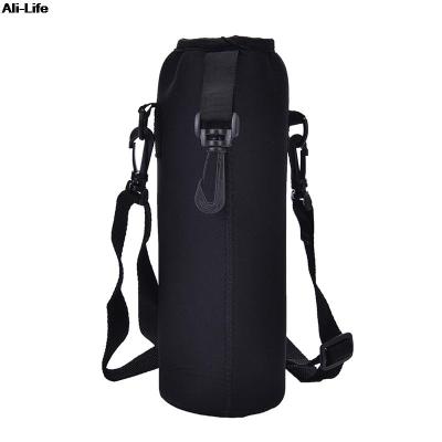 1000ML Water Bottle Cover Bag Pouch w/Strap Neoprene Water Bottle Carrier Insulated Bag Pouch Holder Shoulder Strap Black