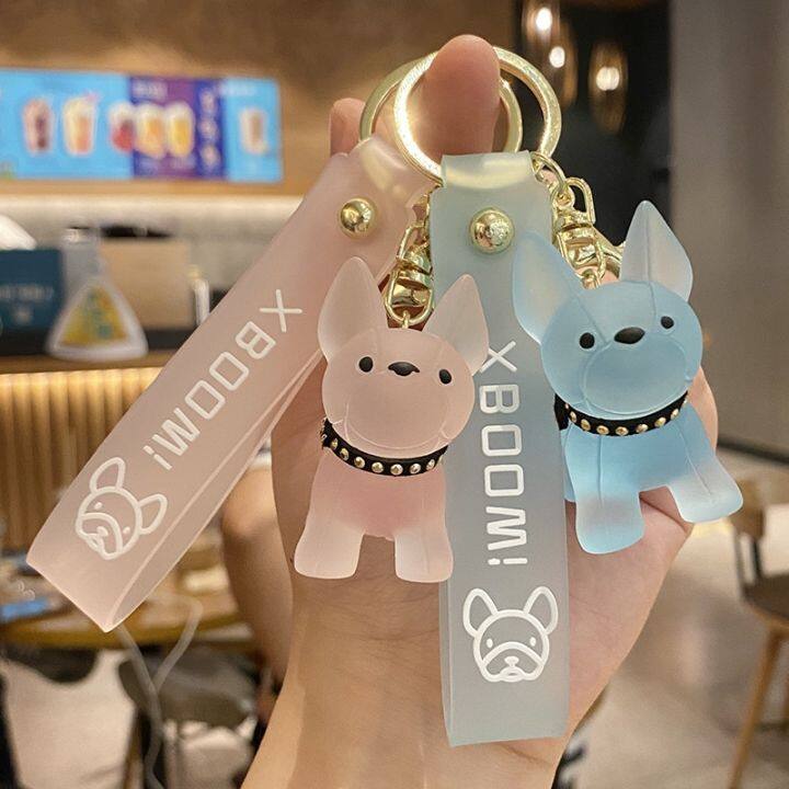 Car Punk French Bulldog Car Keychain, Pu Leather Fashion Dog