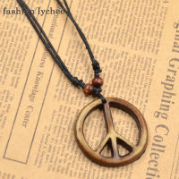fashion lychee R Hand Carved Artificial Yak Bone Peace Symbol Pendant Necklace Long Rope Chain Ethnic Tribal Unisex Jewelry