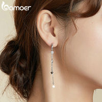 bamoer 925 Sterling Silver Jewelry Gift with Stars &amp; Moon Tassel Earrings Earrings for Women Girls Gift Statement Jewelry SCE982