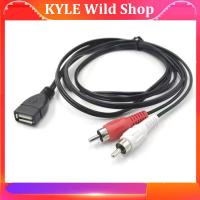 KYLE Wild Shop 1.5M/5 Ft USB 2.0 A Female Socket To 2 RCA Male Plug connector Audio Video Extension Cable Adapter