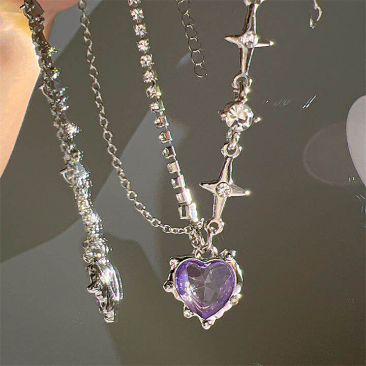 party-gifts-jewelry-shiny-necklace-trendy-necklace-fashion-necklace-kpop-necklace-crystal-heart-necklace